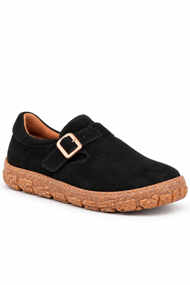 Adelina Genuine Suede Women's Casual Shoes with Large Buckle