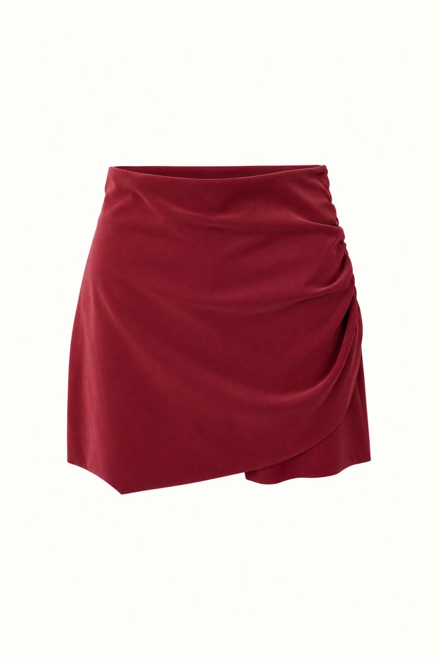 Drapeli Plum Matte Leather Short Skirt