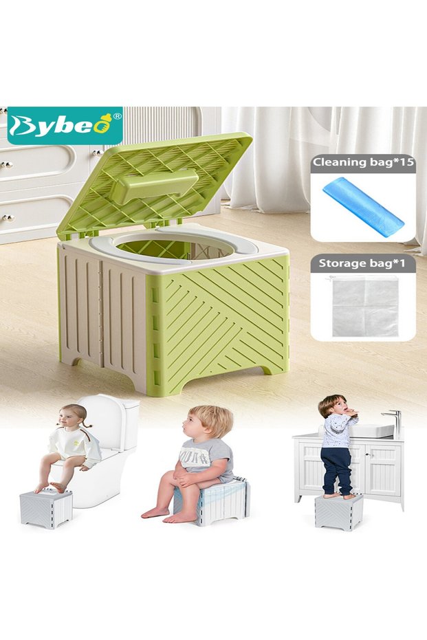 Portable Toddler Potty Seat, Kids Training Toilet Chair, Child Travel Potty, Baby Potty Training Seat for Travel, Car Camping, Indoor Outdoor with 15pcs Clean Bag and a Storage Bag