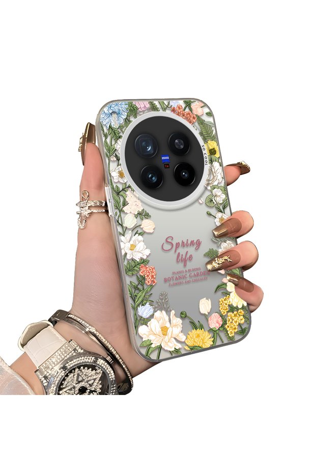 Vivo X300 Pro Compatible Flower Frame Patterned Phone Case Botanic Garden