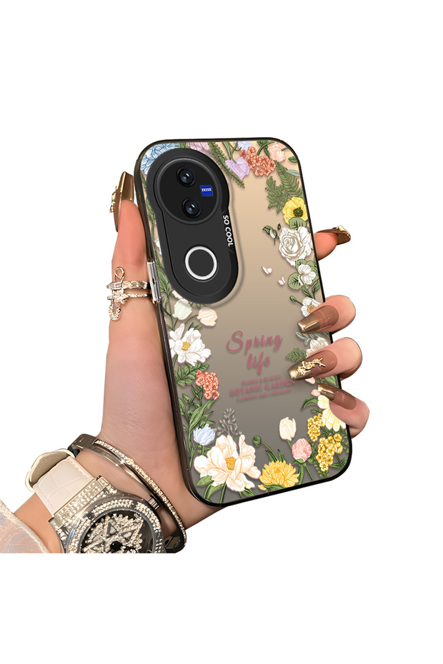 Vivo V50 Compatible Floral Frame Patterned Phone Case Botanic Garden
