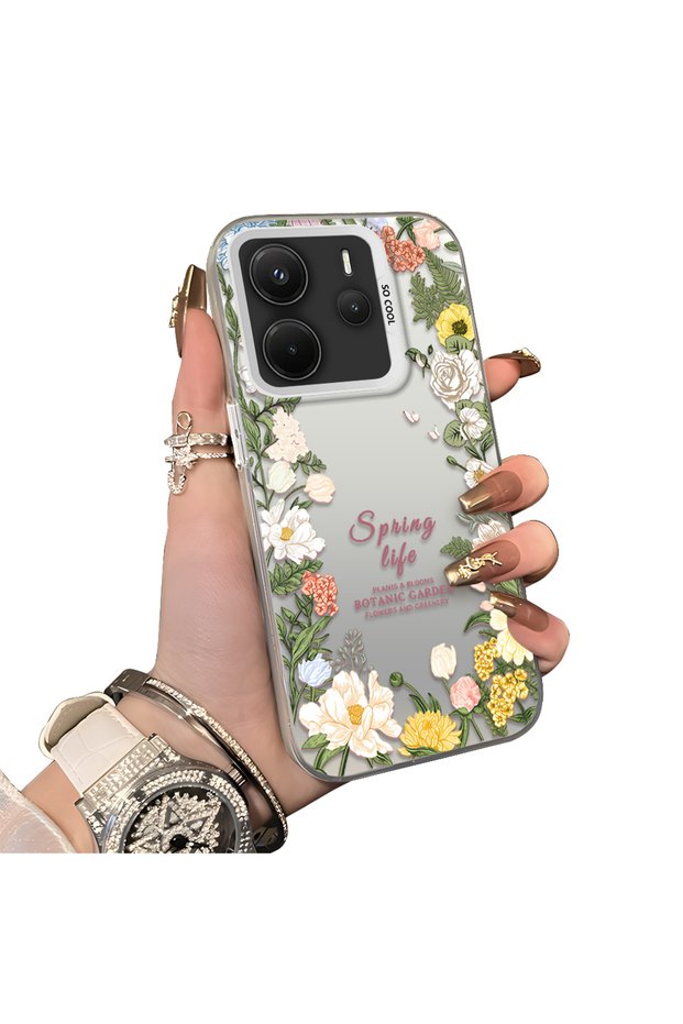 Redmi Note 14 4g Compatible Flower Frame Patterned Phone Case Botanic Garden