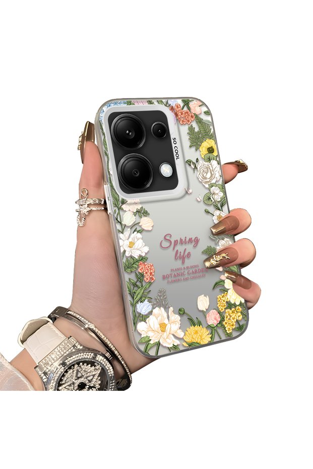 Poco M6 Pro 4g Compatible Flower Frame Patterned Phone Case Botanic Garden