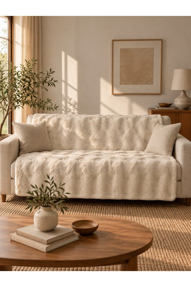 Bubble Plush Fluffy Non-Slip Sofa Cover - 175 X 215
