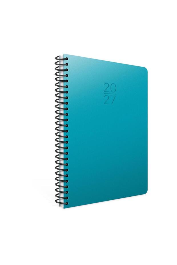 2027 Spiral Daily Agenda Hard Cover 17X24 cm 406-Sek Turquoise