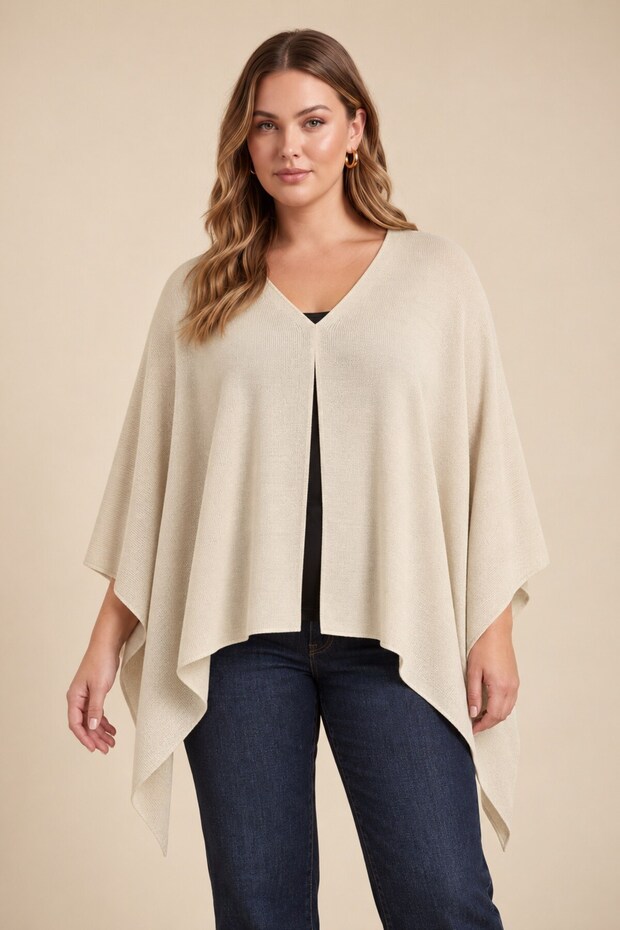 Mercerized Knitwear Cape Cream (Sizes 38-54)