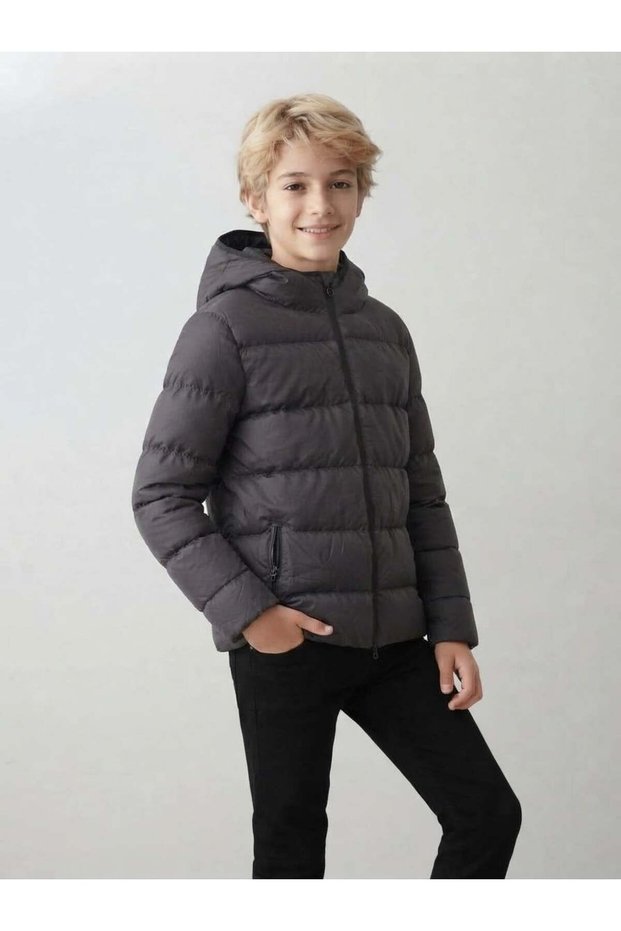 Boy's Hooded Zippered Inflatable Coat