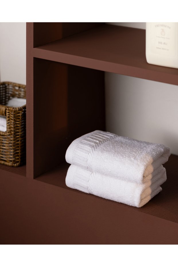 Piano 2-Pack 100% Cotton Dobby Hand Towels - White - 30X30 cm
