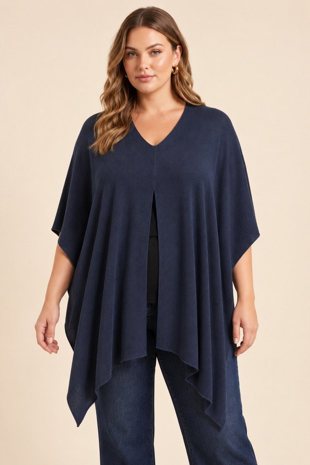Mercerized Knitwear Cape Navy Blue (Sizes 38-54)