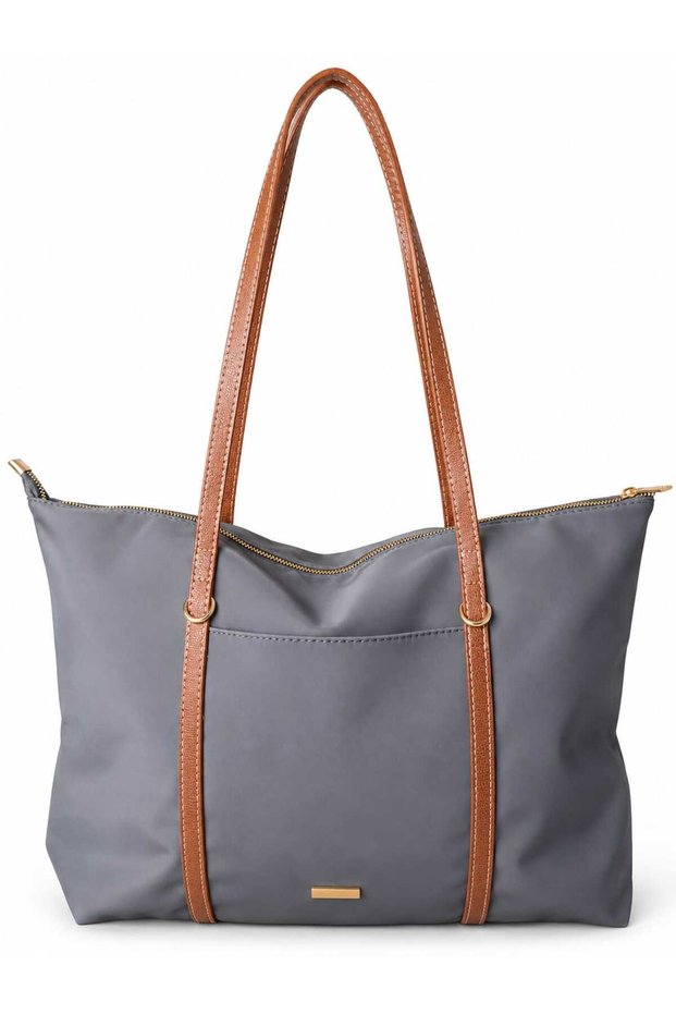 Women's Anthracite Tote Technical Fabric Shoulder Bag