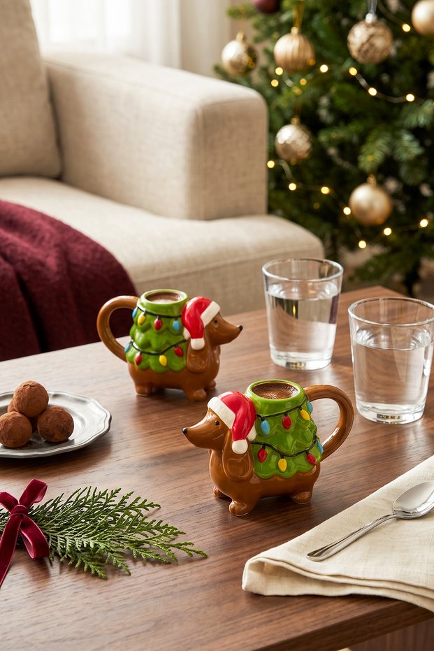 New Year New Year's Eve Wooftree 2-Person Double Coffee Cup 120 ml