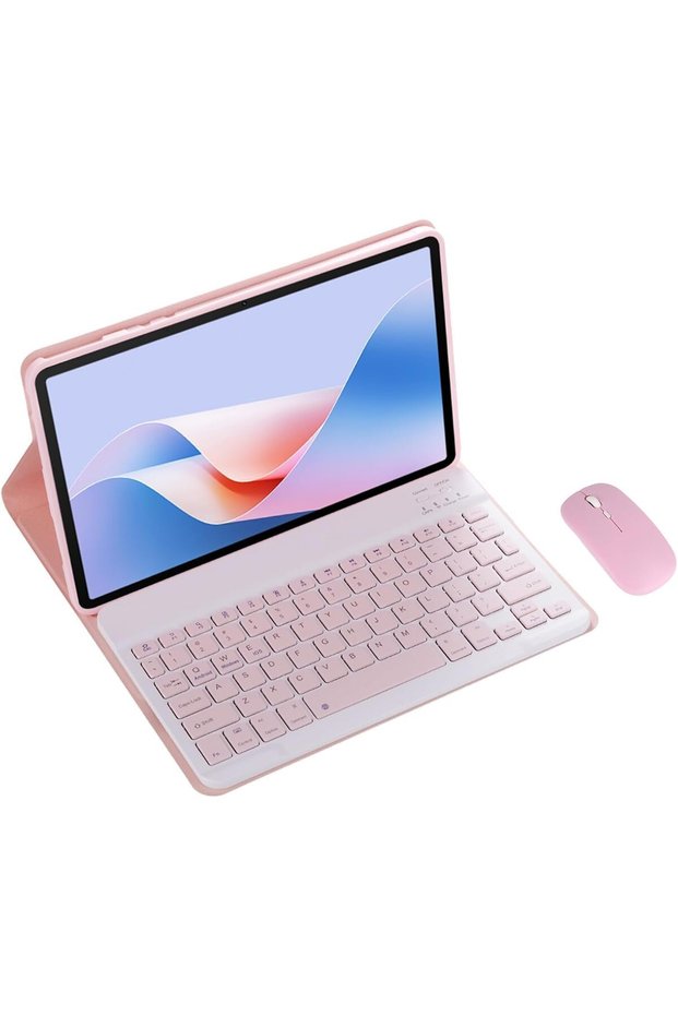 غطاء لوحة مفاتيح بلوتوث لاسلكية قابلة للفصل مع حامل وغلاف خلفي ناعم من TPU لجهاز Honor Pad X9a باللون الوردي