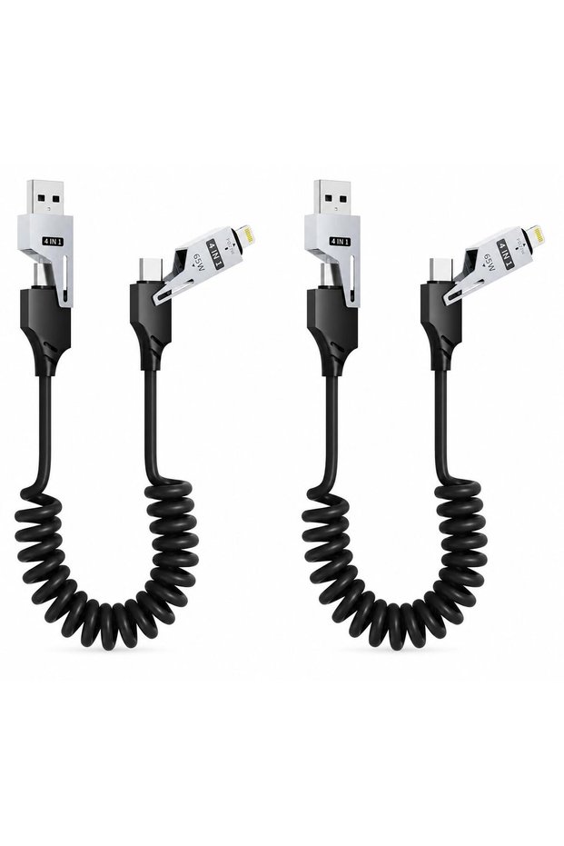 كابل بيانات متعدد الوظائف 4 في 1 من نوع C بقوة 65 واط، كابل USB-C للشحن السريع الفائق