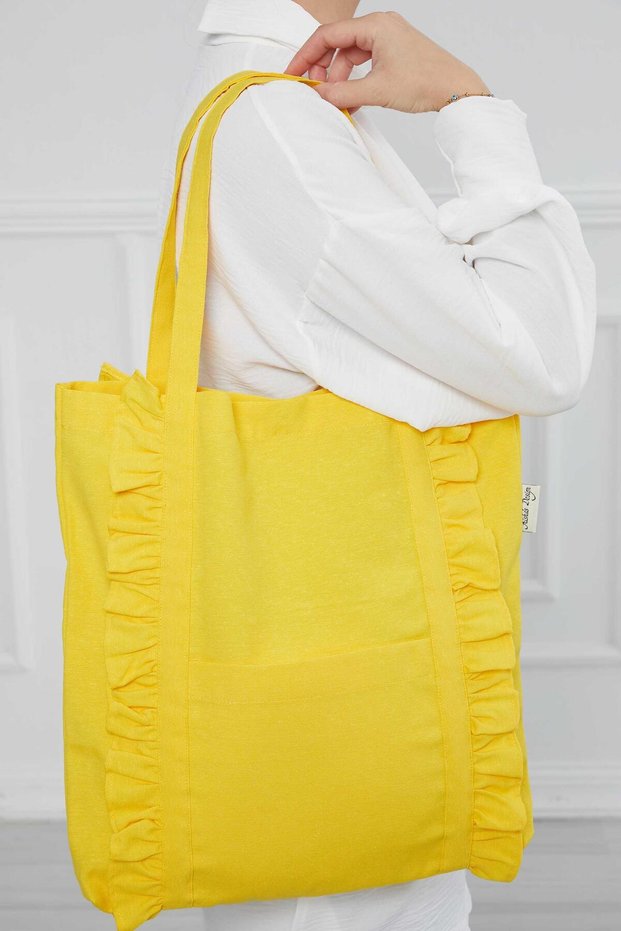 Ruffled Daily Bag, C-38 Yellow