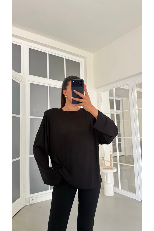 Siyah Vatkalı Basic Bluz GAUS-02149