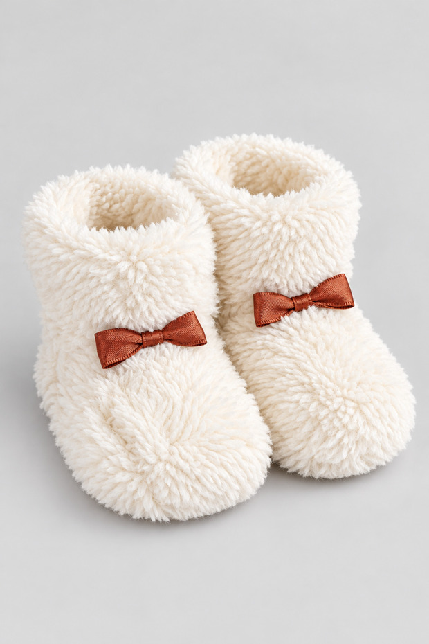 Baby Boy Bowknot Plush Booties