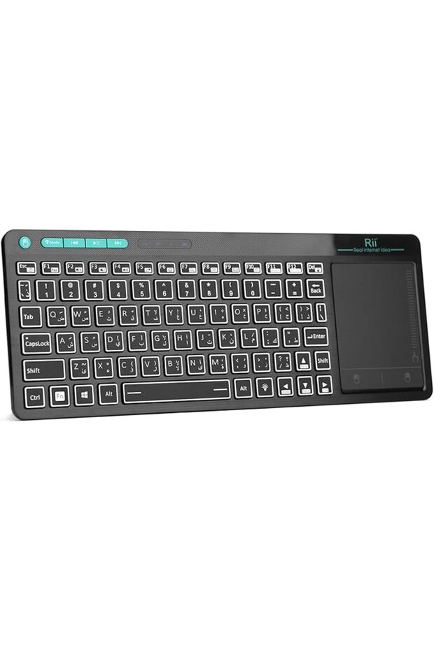 كيبورد ري بلوتوث RT518S بإضاءة خلفية أزرق متوافق مع PC باللغة العربية