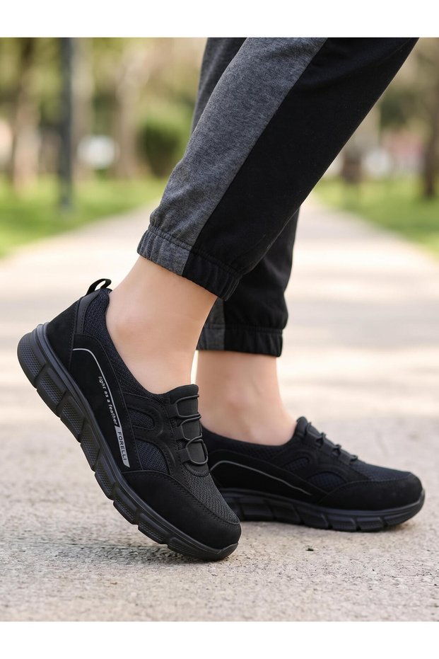 Kemal Aygün-Forelli Women's Black Orthopedic Sole Lightweight Daily Walking and Sports Shoes