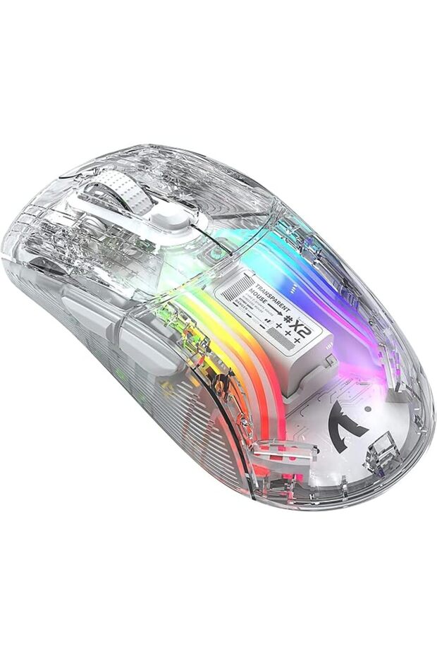ماوس لاسلكي للألعاب، ماوس كمبيوتر قابل لإعادة الشحن مع إضاءة خلفية RGB و6 أزرار قابلة للتعديل