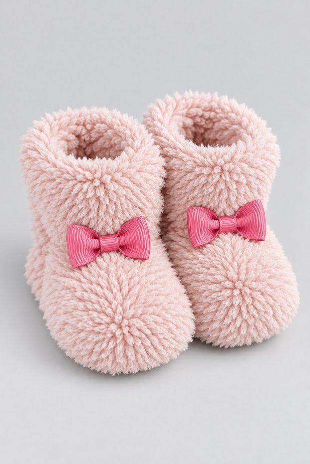 Baby Girl Bowknot Plush Booties