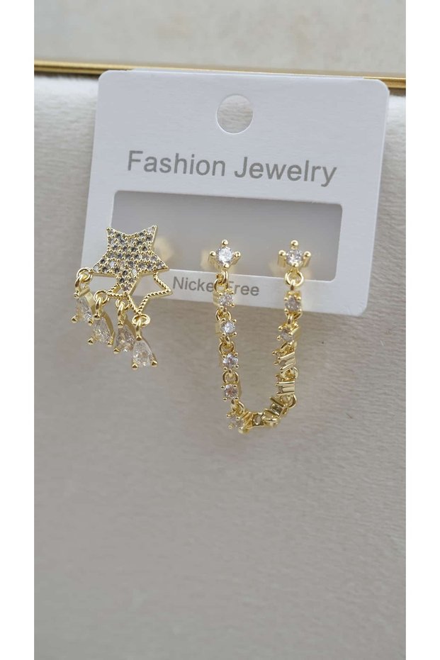 Star and Dangle Detail Earring Set