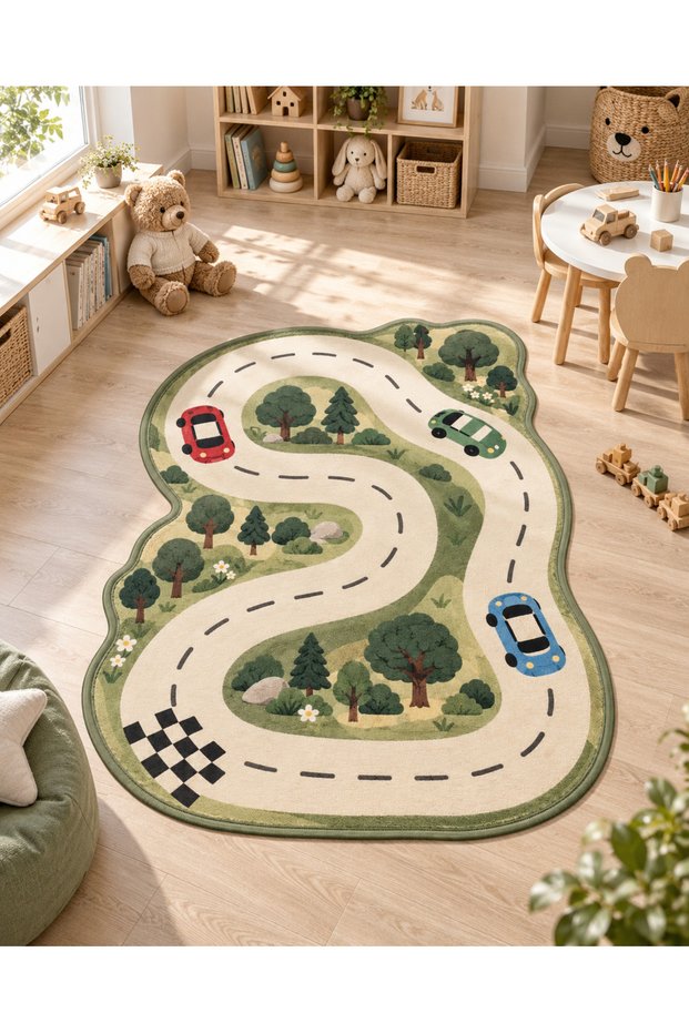 Eta Forest Race Track Pattern Modern Woven Base Decorative Carpet Eta4392