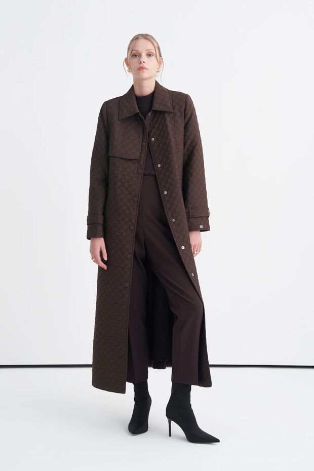 Quilted Belted Kap Brown 14008