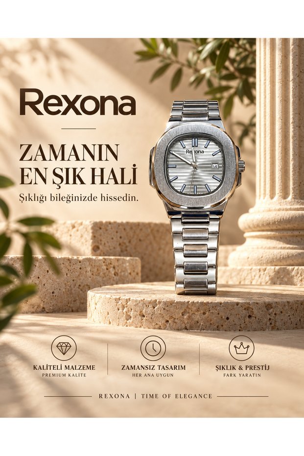 Men's Wristwatch Gray Dial Silver Color Steel Band 38mm Square Case with Calendar Stylish and Classic