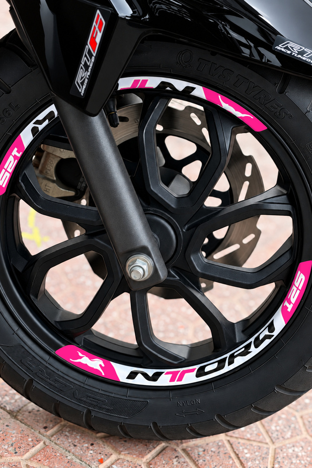 Printed wheel rim strip sticker set for tvs ntorq 125 (front & rear - complete set)