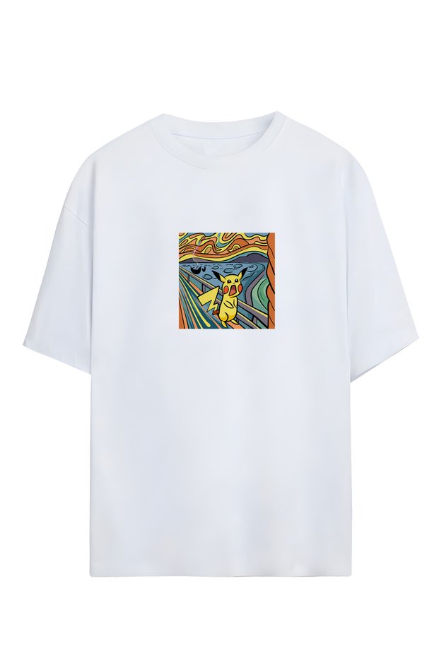 Pikachu -Edvard Munch - Scream Designed Unisex Oversize T-shirt