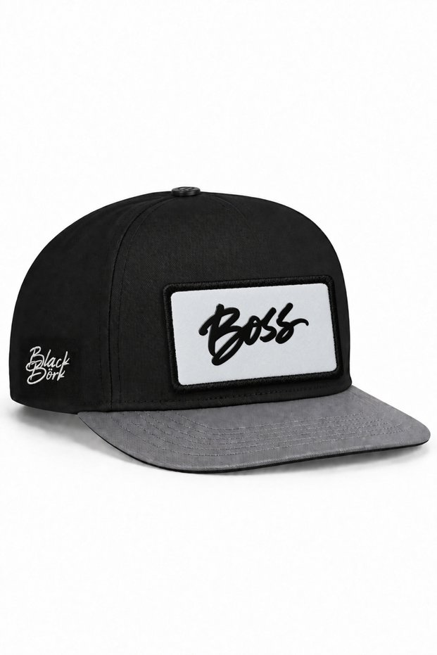 Gray-Black Hip-Hop Hat with the Boss Logo