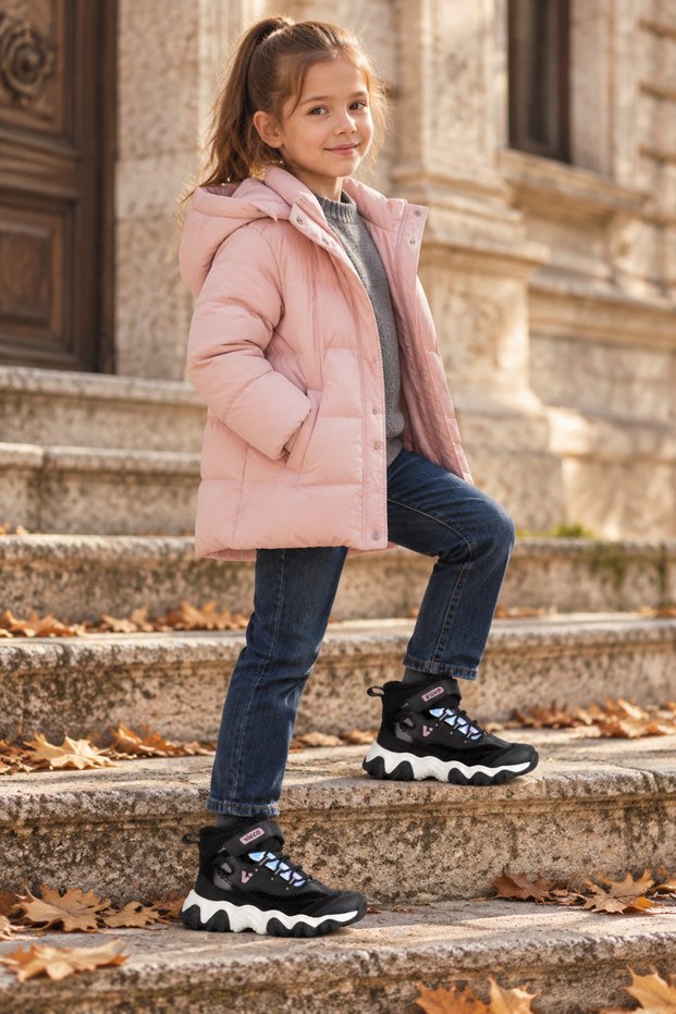 Rd-5906 Anatomical Sole Girls' Black Color Daily Use Winter Children's Boots