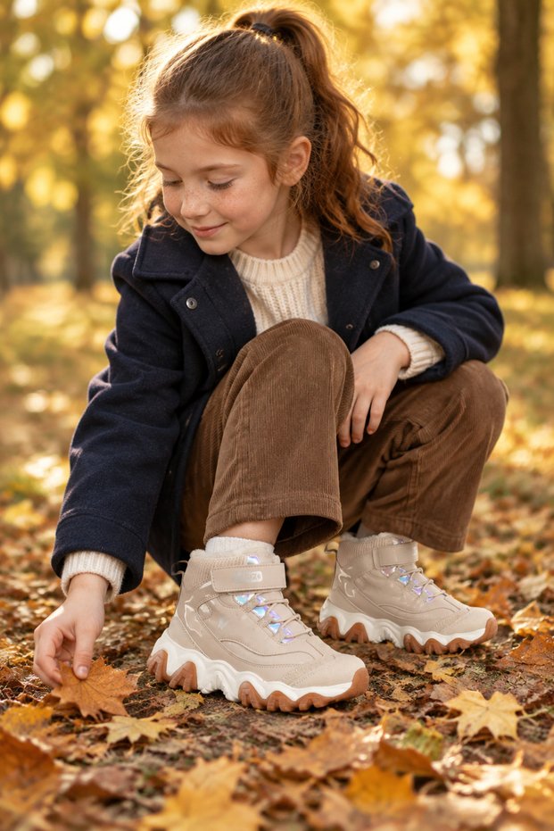 Rd-7254 Anatomical Sole Girls' Beige Color Daily Use Winter Children's Boots