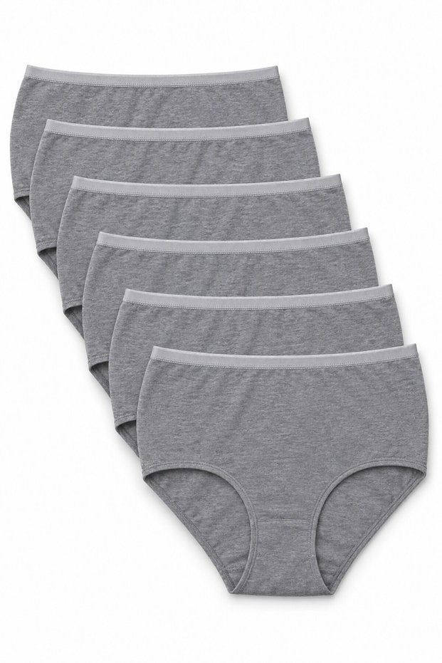 Women's 6-Piece Gray Non-Marking High Waist Bato Panties