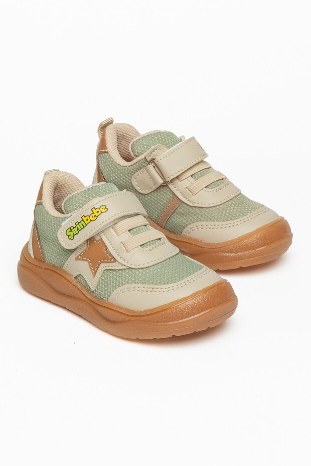 Şirinbebe Orthopedic Baby Boy First Step Shoes Beige Velcro Ylıdız