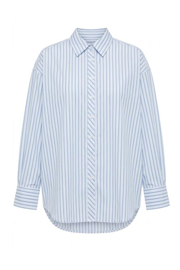 Vertical Line Detail Shirt-Blue Blue