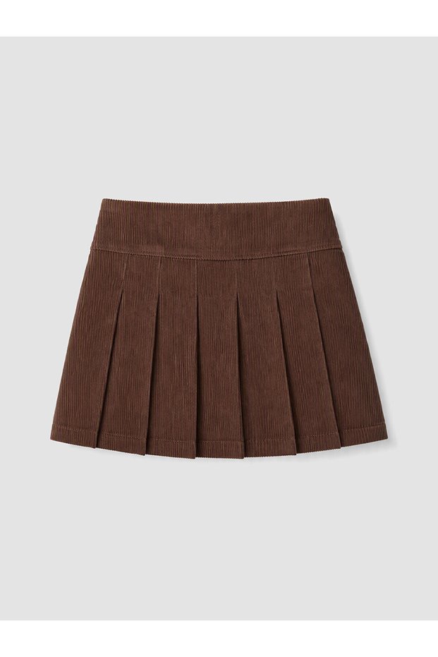 Peak New Season Brown Girls' Pleated Velvet Shorts Skirt