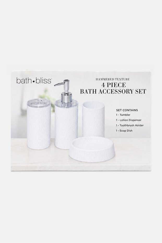 4 Pieces Bath Accessory Set, White
