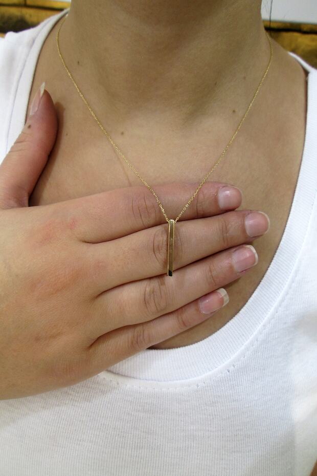 14 Ayar Altın Çubuk Kolye - 1