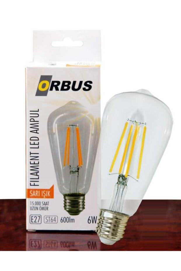 6w E27 600 Lm St64 Sarı Filament Led Ampul - 1