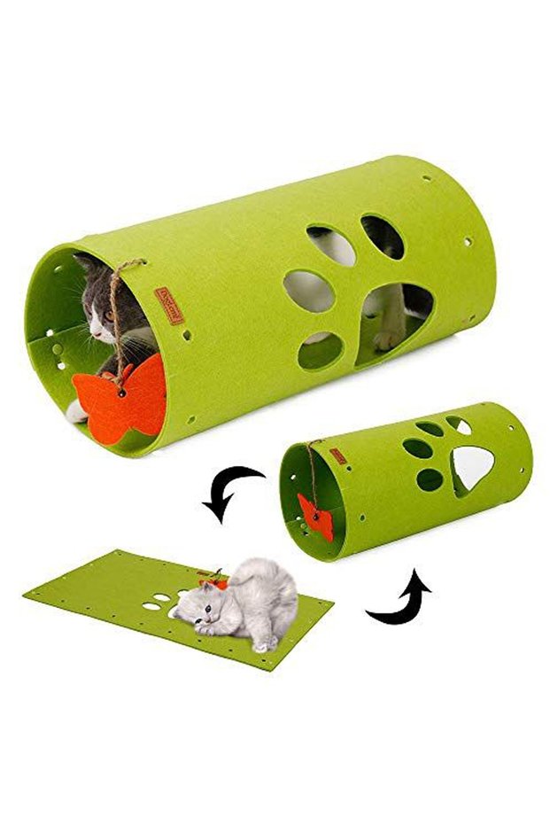 Paw Cat Tunnel Cat Bed Kennel Cat Toy Tunnel Green