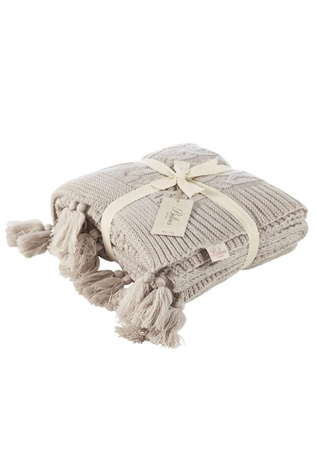 Ta13002 Knitted Sofa Shawl Beige