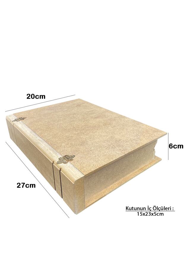 Ahşap Boyanabilir Ham Mdf Kitap Kutu - 1