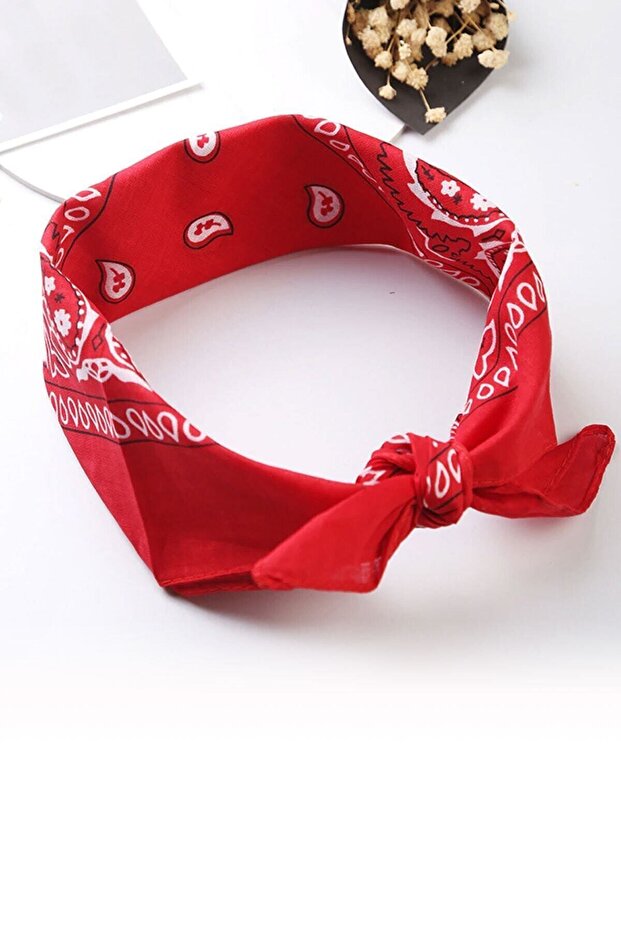Unisex 100% Cotton Red Ethnic Patterned Bandana