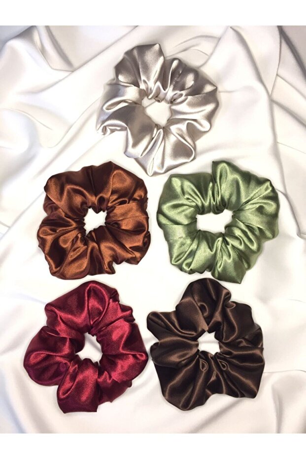 Satin Fabric Hair Rubber Buckle Set 5 Pieces