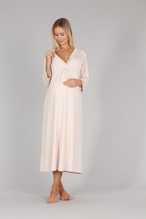 5302 Beige Maternity Nursery Nightgown