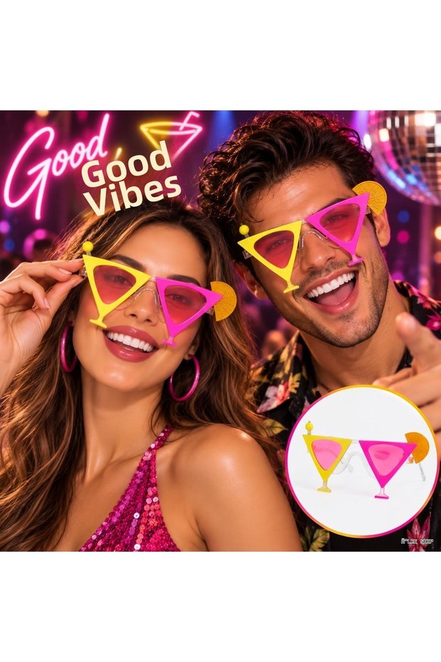 Ilkestor Yellow Pink Color Martini (204343) Party Glasses