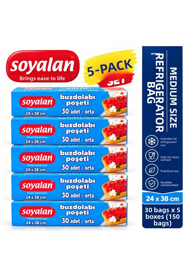 Refrigerator Bag Medium Size 24X38 cm Set of 5 150 Pieces