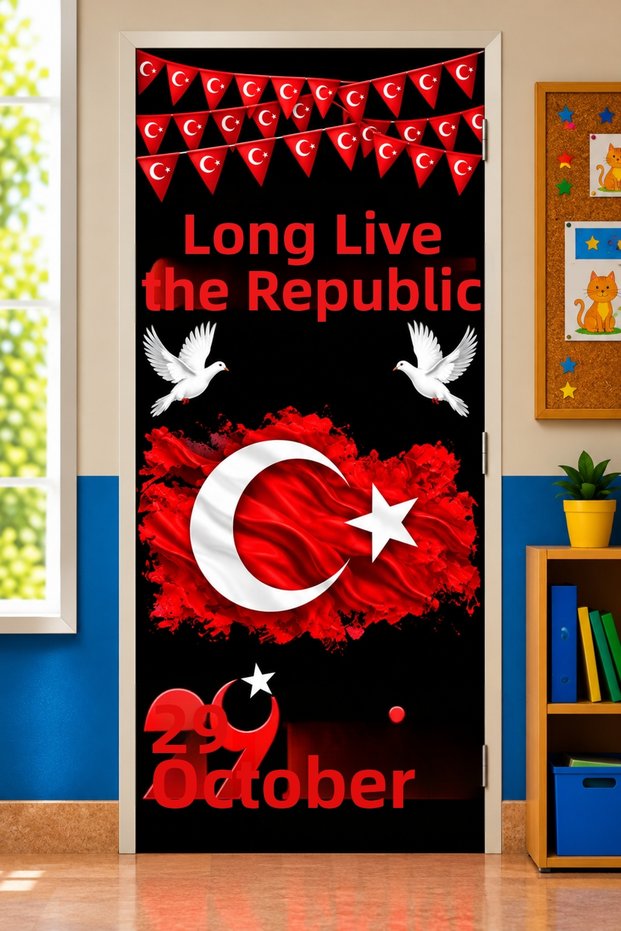 Elastic Door Decoration, Fabric Door Dressing, Republic Day October 29, Classroom Door, School Event Door Decoration