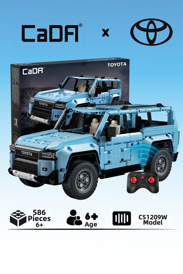 Toyota Prado Licensed Off-Road Car with 586 Pieces Blocks 1:20 Scale 2.4Ghz Remote Control - Bluetooth Controlled Via Mobile App Bpa-Free Quality Abs Plastic Technical Building Blocks Toy Set